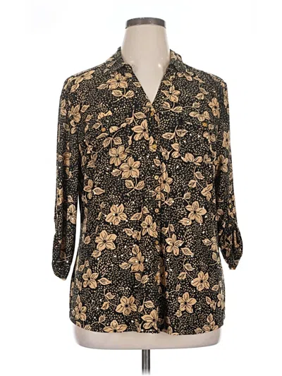 Pre-owned Emily Daniels 3/4 Sleeve Blouse In Gold