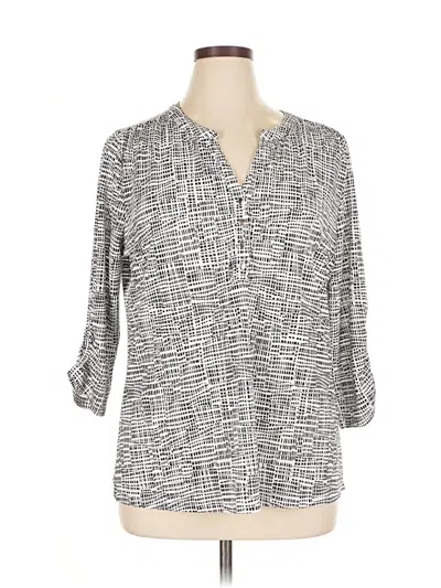 Pre-owned Emily Daniels 3/4 Sleeve Blouse In Gray
