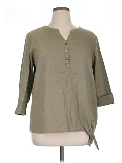 Pre-owned Emily Daniels 3/4 Sleeve Blouse In Green