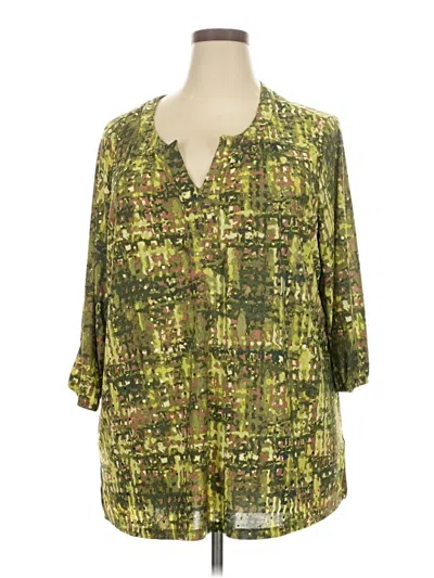 Pre-owned Emily Daniels 3/4 Sleeve Blouse In Green