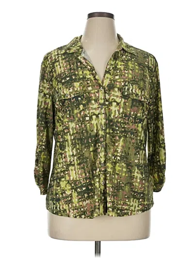 Pre-owned Emily Daniels 3/4 Sleeve Blouse In Green