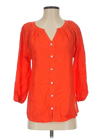 Pre-owned Emily Daniels 3/4 Sleeve Blouse In Orange