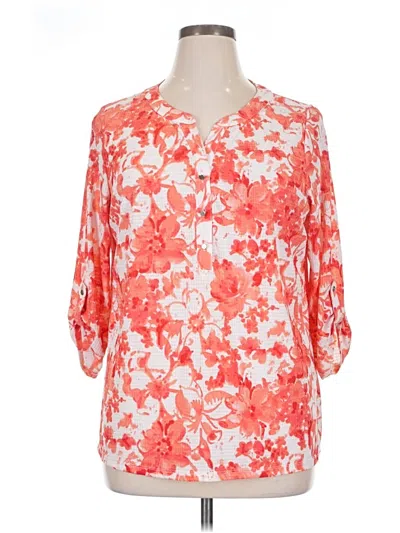 Pre-owned Emily Daniels 3/4 Sleeve Blouse In Orange