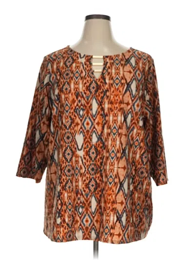 Pre-owned Emily Daniels 3/4 Sleeve Blouse In Orange