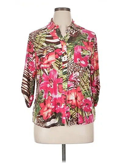 Pre-owned Emily Daniels 3/4 Sleeve Blouse In Pink