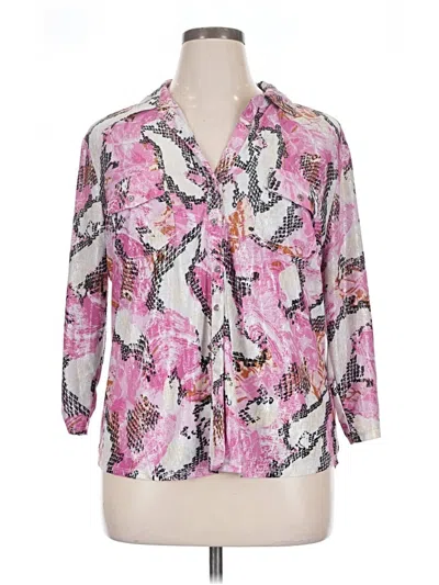 Pre-owned Emily Daniels 3/4 Sleeve Blouse In Pink
