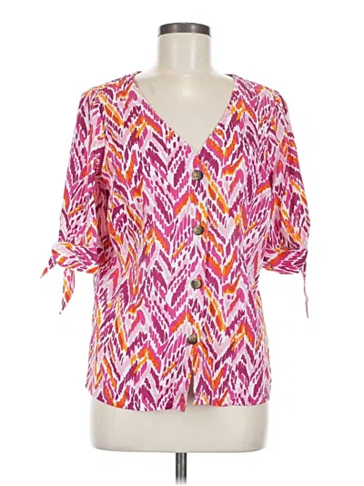 Pre-owned Emily Daniels 3/4 Sleeve Blouse In Pink