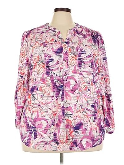 Pre-owned Emily Daniels 3/4 Sleeve Blouse In Purple