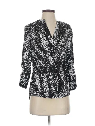 Pre-owned Emily Daniels 3/4 Sleeve Blouse In Silver