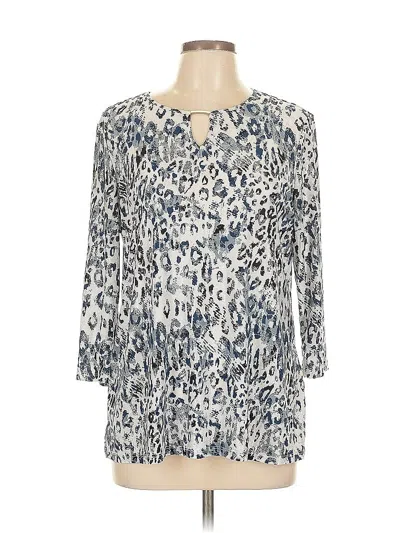 Pre-owned Emily Daniels 3/4 Sleeve Blouse In Silver