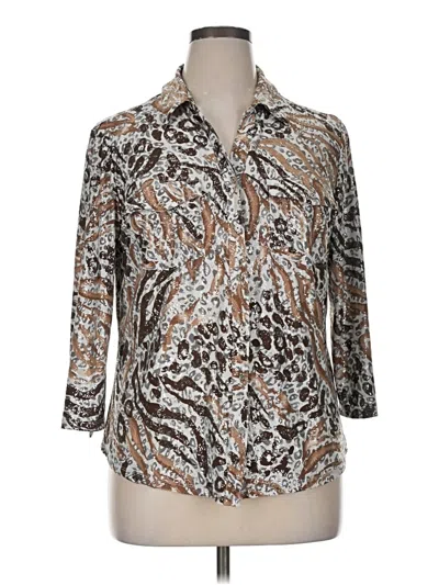 Pre-owned Emily Daniels 3/4 Sleeve Blouse In Silver