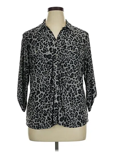 Pre-owned Emily Daniels 3/4 Sleeve Blouse In Silver