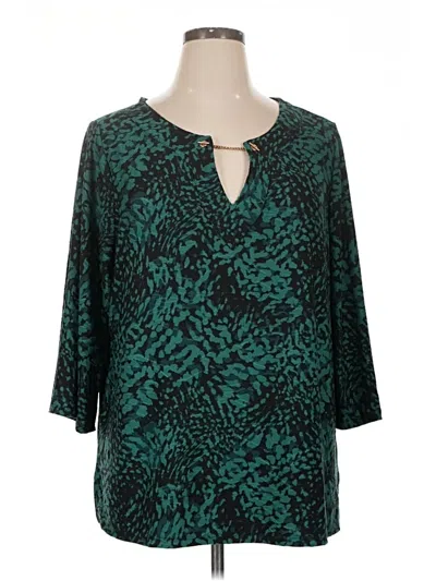 Pre-owned Emily Daniels 3/4 Sleeve Blouse In Teal