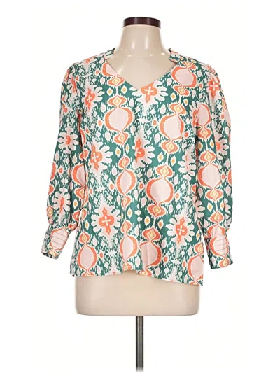 Pre-owned Emily Daniels 3/4 Sleeve Blouse In Teal