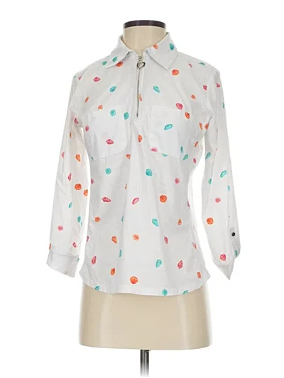 Pre-owned Emily Daniels 3/4 Sleeve Blouse In White