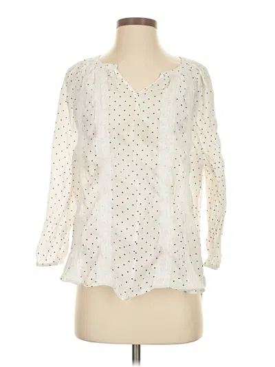 Pre-owned Emily Daniels 3/4 Sleeve Blouse In White