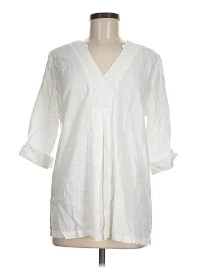 Pre-owned Emily Daniels 3/4 Sleeve Blouse In White