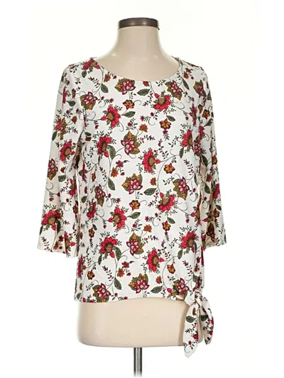 Pre-owned Emily Daniels 3/4 Sleeve Blouse In White