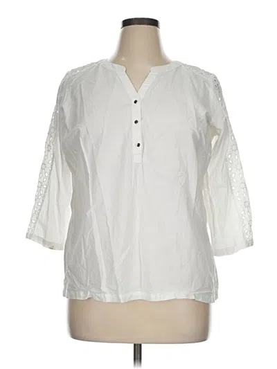 Pre-owned Emily Daniels 3/4 Sleeve Blouse In White