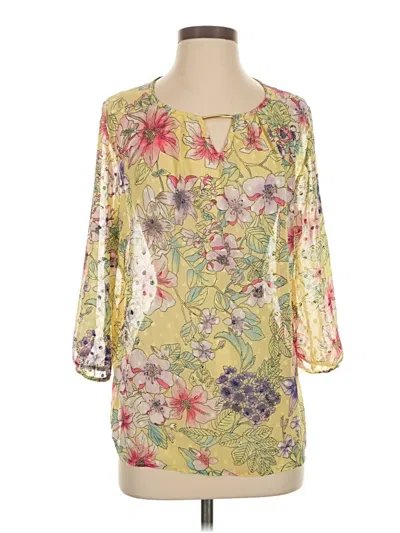 Pre-owned Emily Daniels 3/4 Sleeve Blouse In Yellow