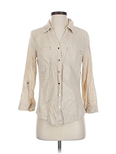 Pre-owned Emily Daniels 3/4 Sleeve Button Down Shirt In Brown