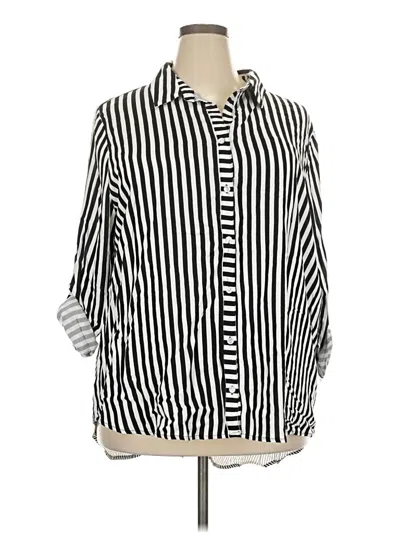 Pre-owned Emily Daniels 3/4 Sleeve Button Down Shirt In Ivory
