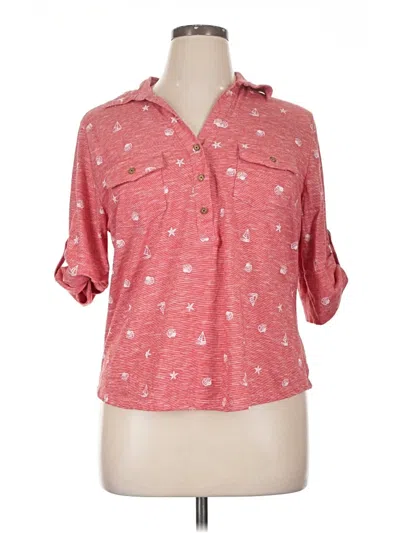 Pre-owned Emily Daniels 3/4 Sleeve Button Down Shirt In Pink