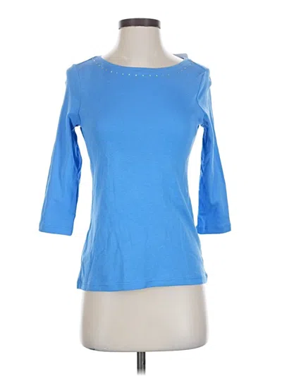 Pre-owned Emily Daniels 3/4 Sleeve Top Blue Boatneck Tops