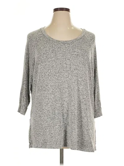 Pre-owned Emily Daniels 3/4 Sleeve Top Gray Crew Neck Tops