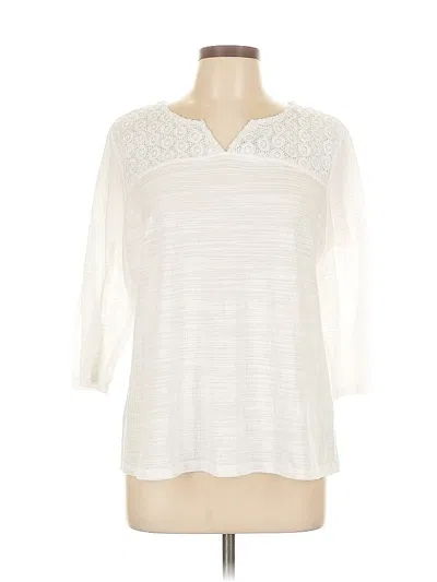 Pre-owned Emily Daniels 3/4 Sleeve Top Ivory V Neck Tops In White