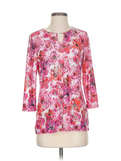 Pre-owned Emily Daniels 3/4 Sleeve Top Pink Boatneck Tops