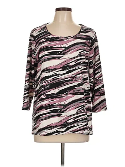 Pre-owned Emily Daniels 3/4 Sleeve Top Pink Scoop Neck Tops