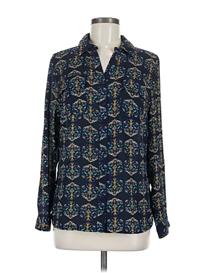 Pre-owned Emily Daniels Long Sleeve Blouse In Blue