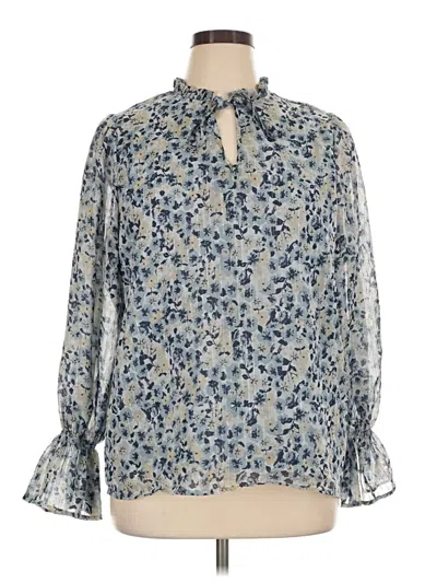 Pre-owned Emily Daniels Long Sleeve Blouse In Blue