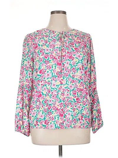 Pre-owned Emily Daniels Long Sleeve Blouse In Pink