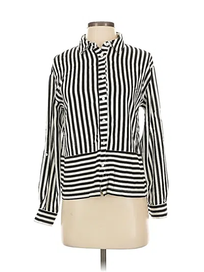 Pre-owned Emily Daniels Long Sleeve Blouse In White