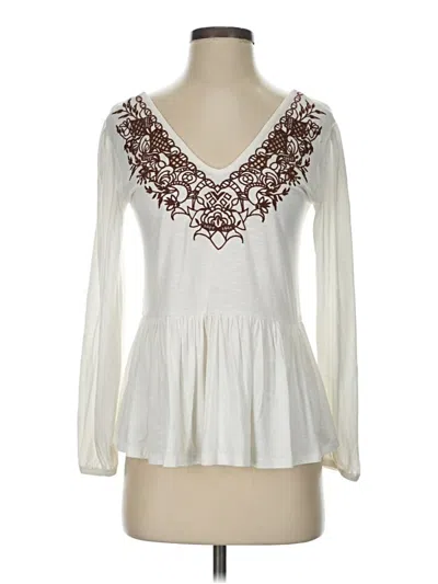 Pre-owned Emily Daniels Long Sleeve Blouse In White