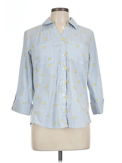 Pre-owned Emily Daniels Long Sleeve Polo Shirt In Blue