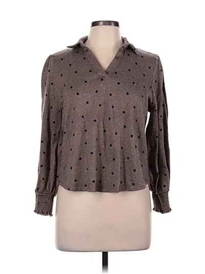 Pre-owned Emily Daniels Long Sleeve Polo Shirt In Brown