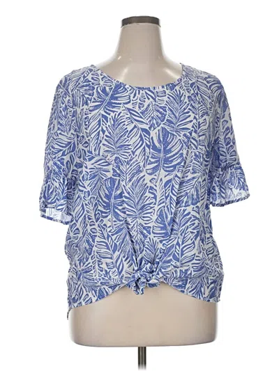 Pre-owned Emily Daniels Short Sleeve Blouse In Blue