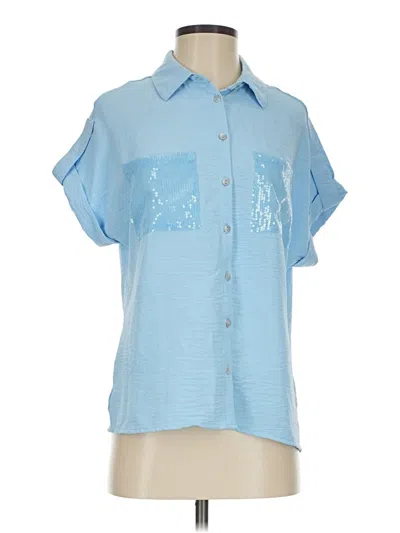 Pre-owned Emily Daniels Short Sleeve Blouse In Blue