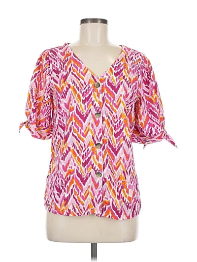 Pre-owned Emily Daniels Short Sleeve Blouse In Pink