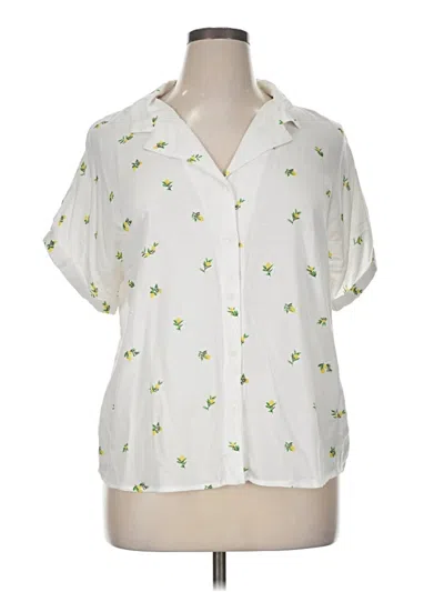 Pre-owned Emily Daniels Short Sleeve Blouse In White