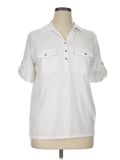 Pre-owned Emily Daniels Short Sleeve Polo Shirt In White