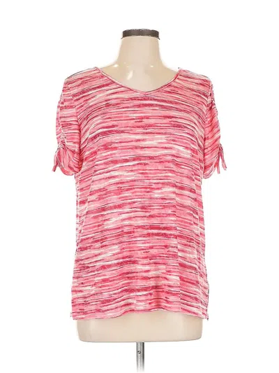 Pre-owned Emily Daniels Short Sleeve Top Pink Cold Shoulder Neckline Tops