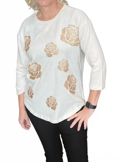 Emily Daniels Women's Glitter Roses Crew Neck Top In Multi