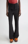 Emily Dawn Long Blake Foldover Waist Cotton Pants In Black