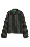Emily Dawn Long Gender Inclusive Vandyke Stripe Jacquard Jacket In Black