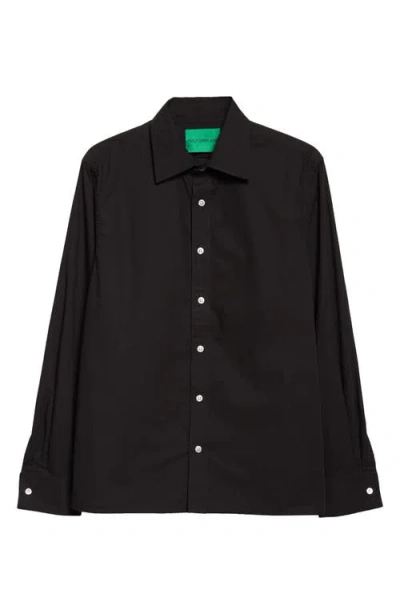 Emily Dawn Long Jeff's Cotton Poplin Button-up Shirt In Black