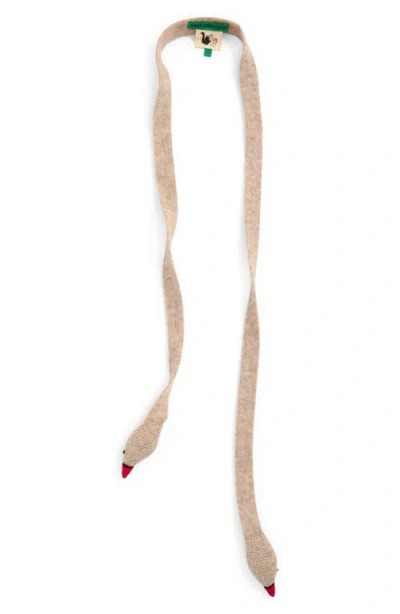 Emily Dawn Long Swan Baby Alpaca Blend Skinny Scarf In Neutral